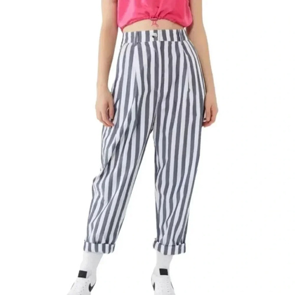 Urban Outfitters Black and White Striped Straight Leg Pants - Picture 1 of 13